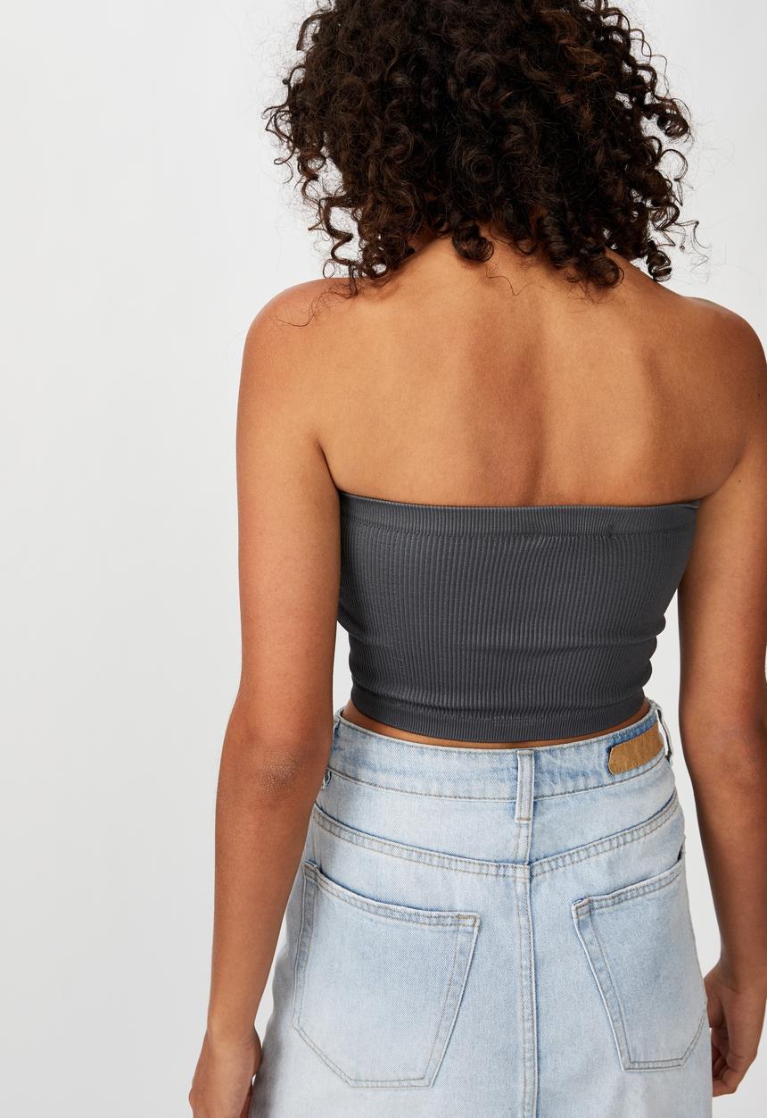 Cotton On - Samantha seam free rib tube - charcoal