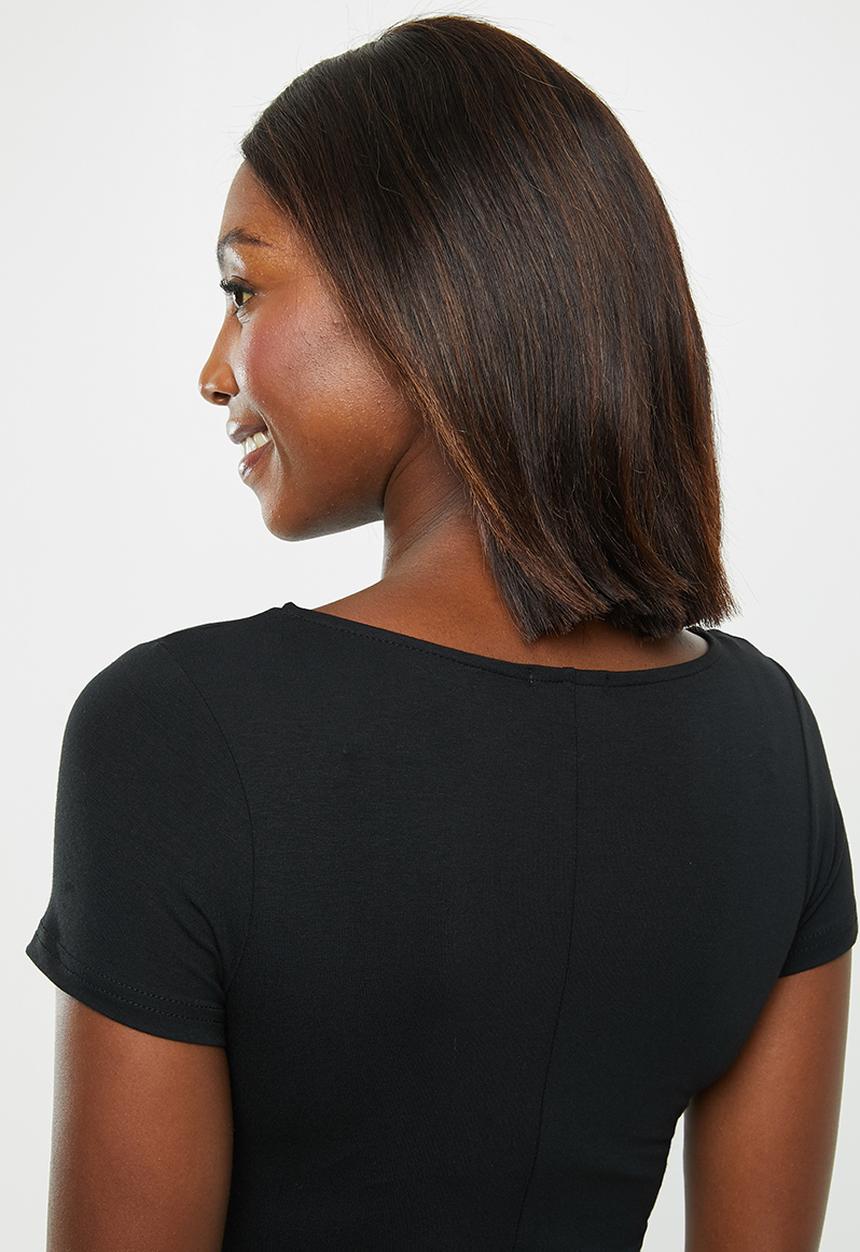 edit - Side knot midi dress - black