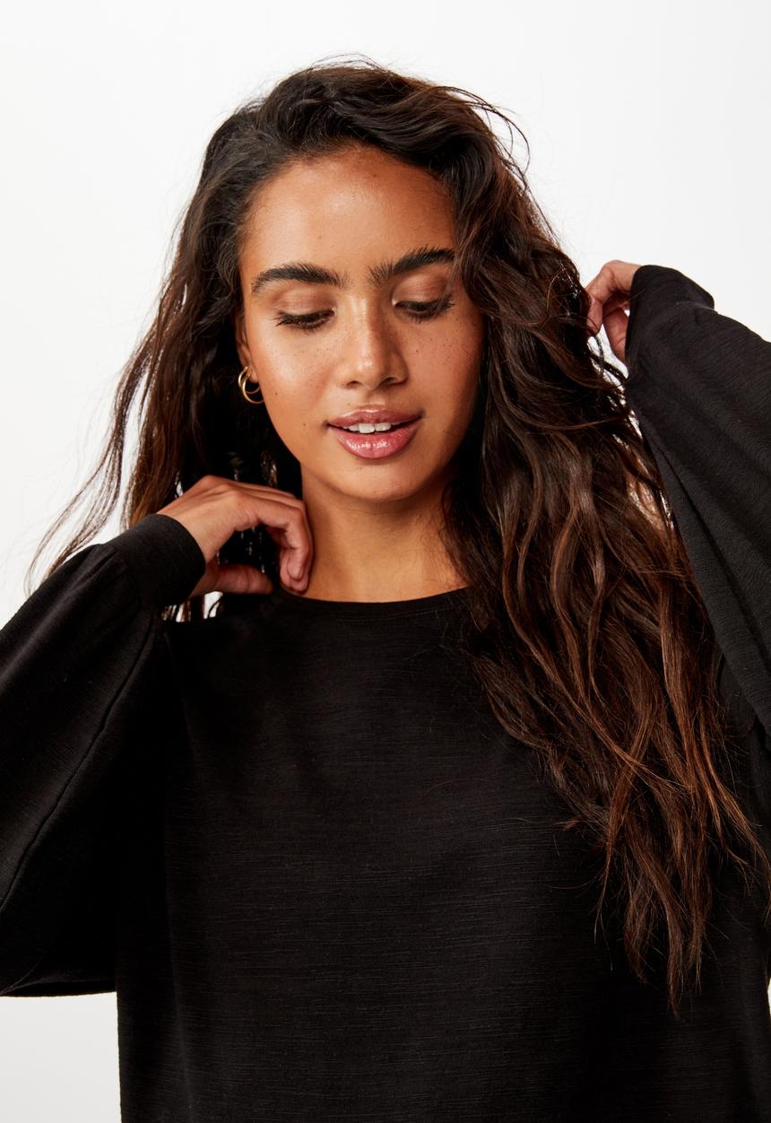 Cotton On - Reid chop blouson long sleeve top - black
