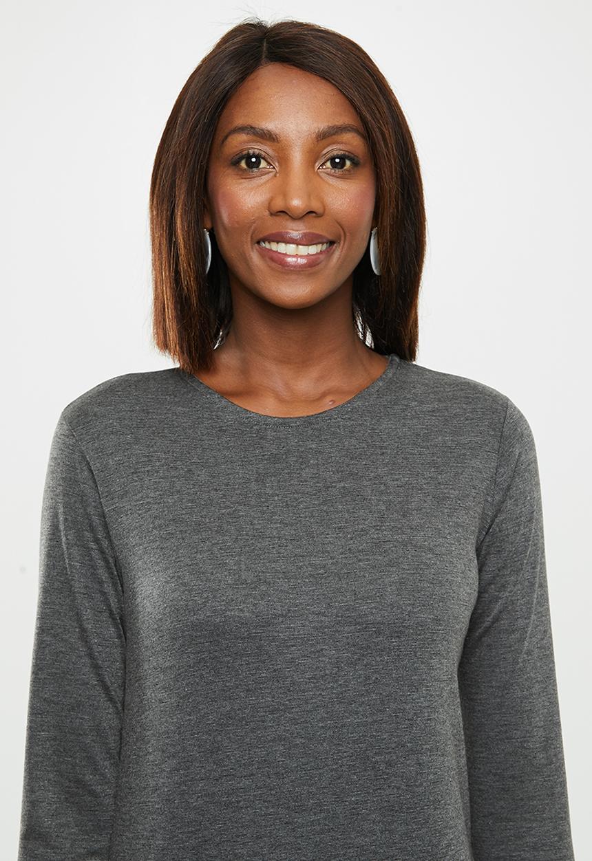 edit - Slashneck ponti shift dress - charcoal