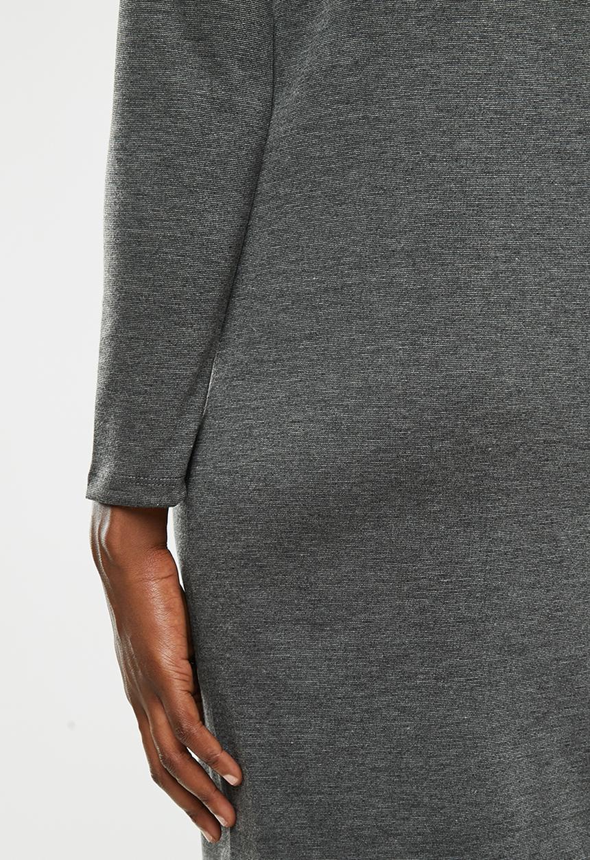 edit - Slashneck ponti shift dress - charcoal