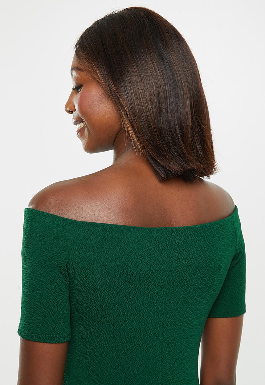edit - Off the shoulder bodycon dress - green 
