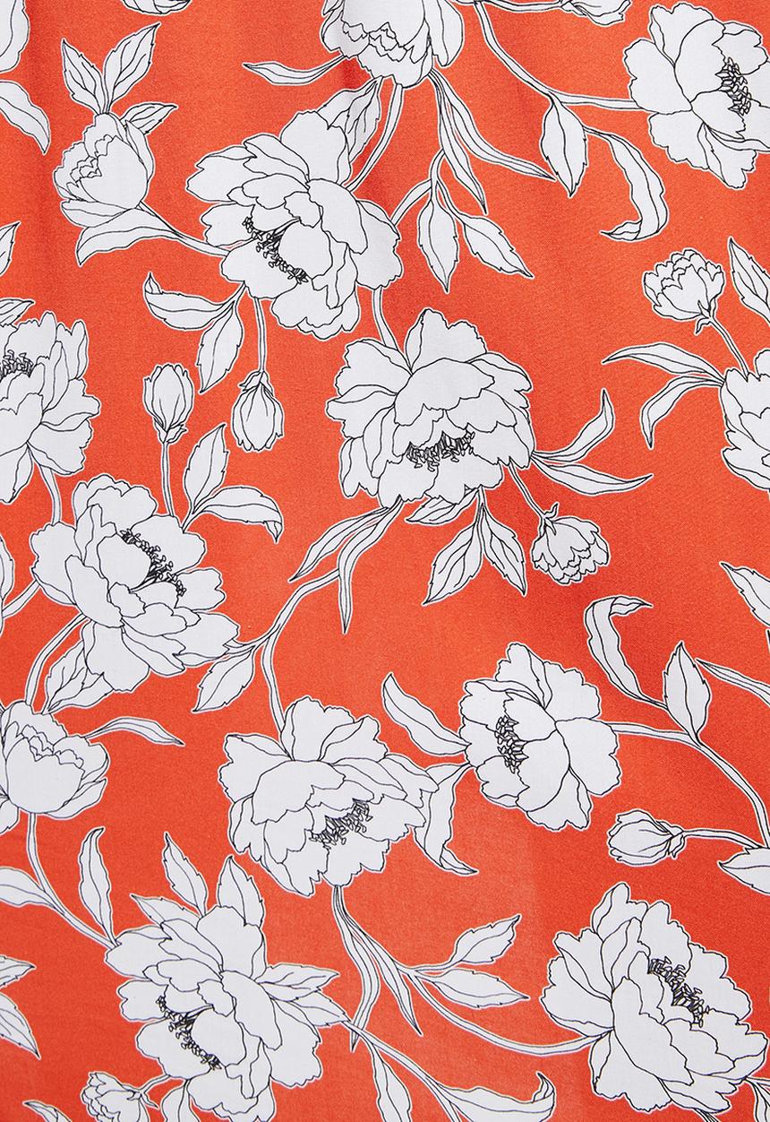 edit - Soft waist fit & flare dress - orange & white 