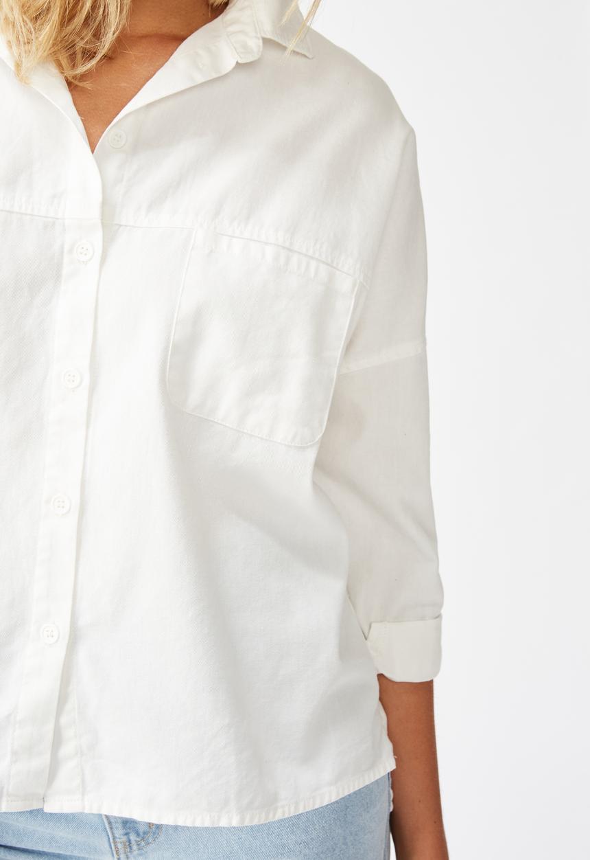 Cotton On - Oversize drop shoulder shirt - white
