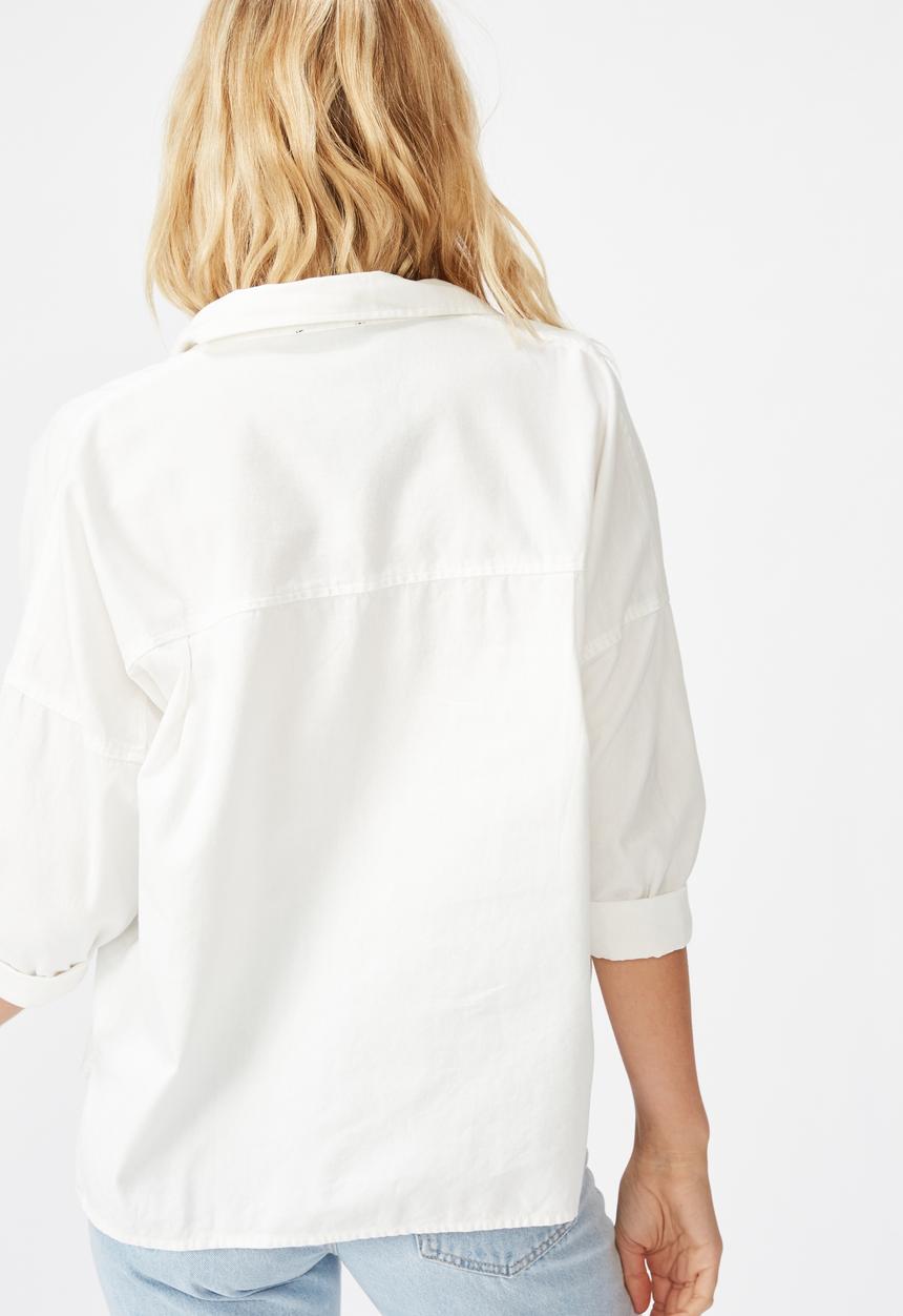 Cotton On - Oversize drop shoulder shirt - white