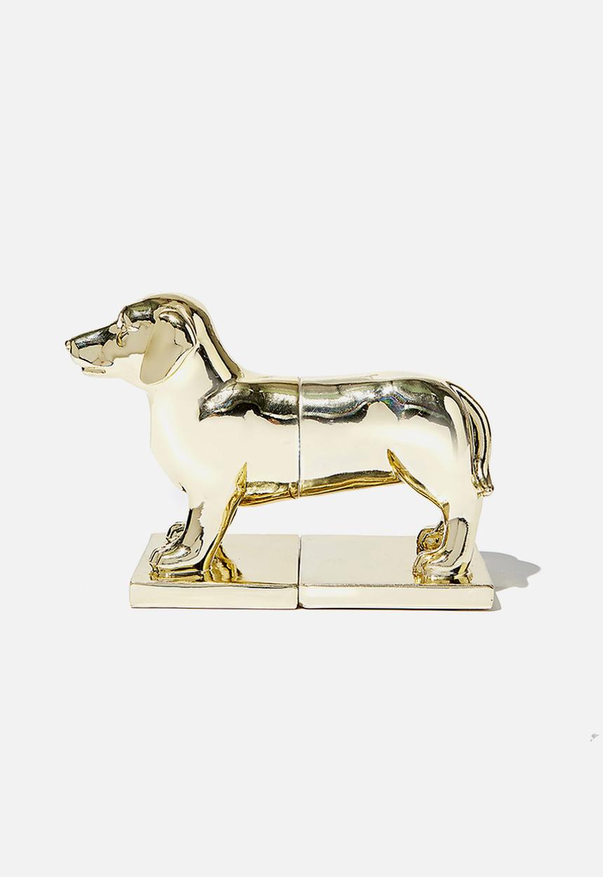 Novelty bookends - gold dashchund
