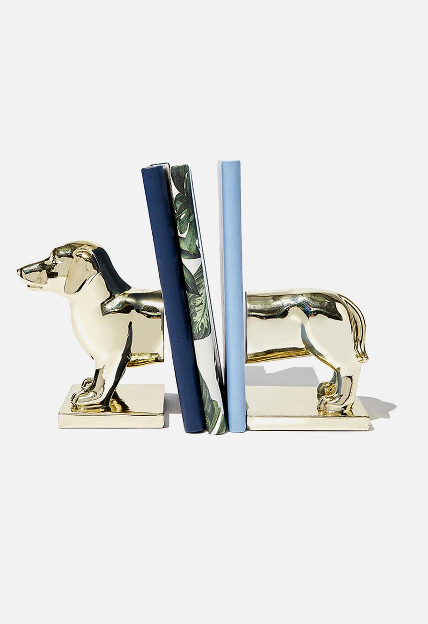 Novelty bookends - gold dashchund