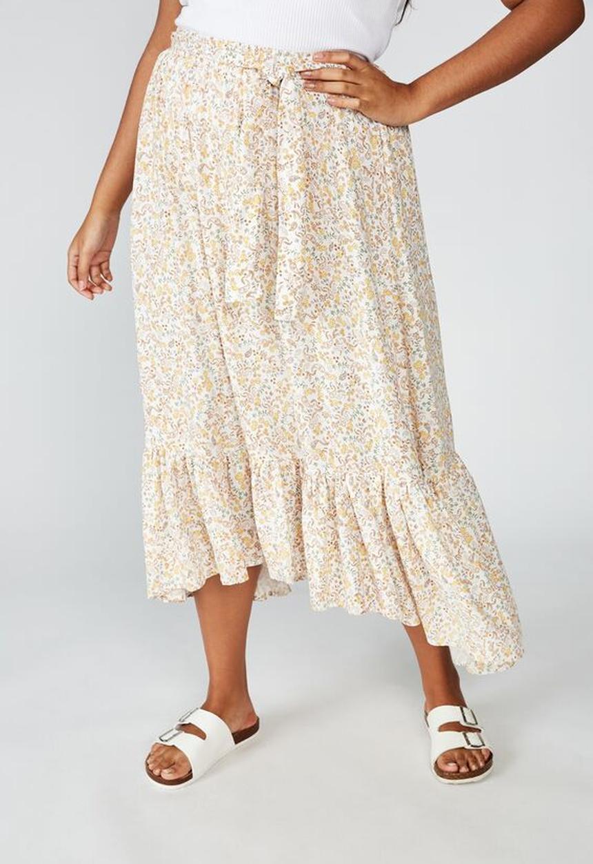 Cotton On - Curve gypsy tiered maxi skirt bobby floral paisley - multi