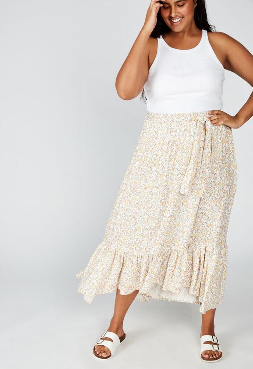 Cotton On - Curve gypsy tiered maxi skirt bobby floral paisley - multi