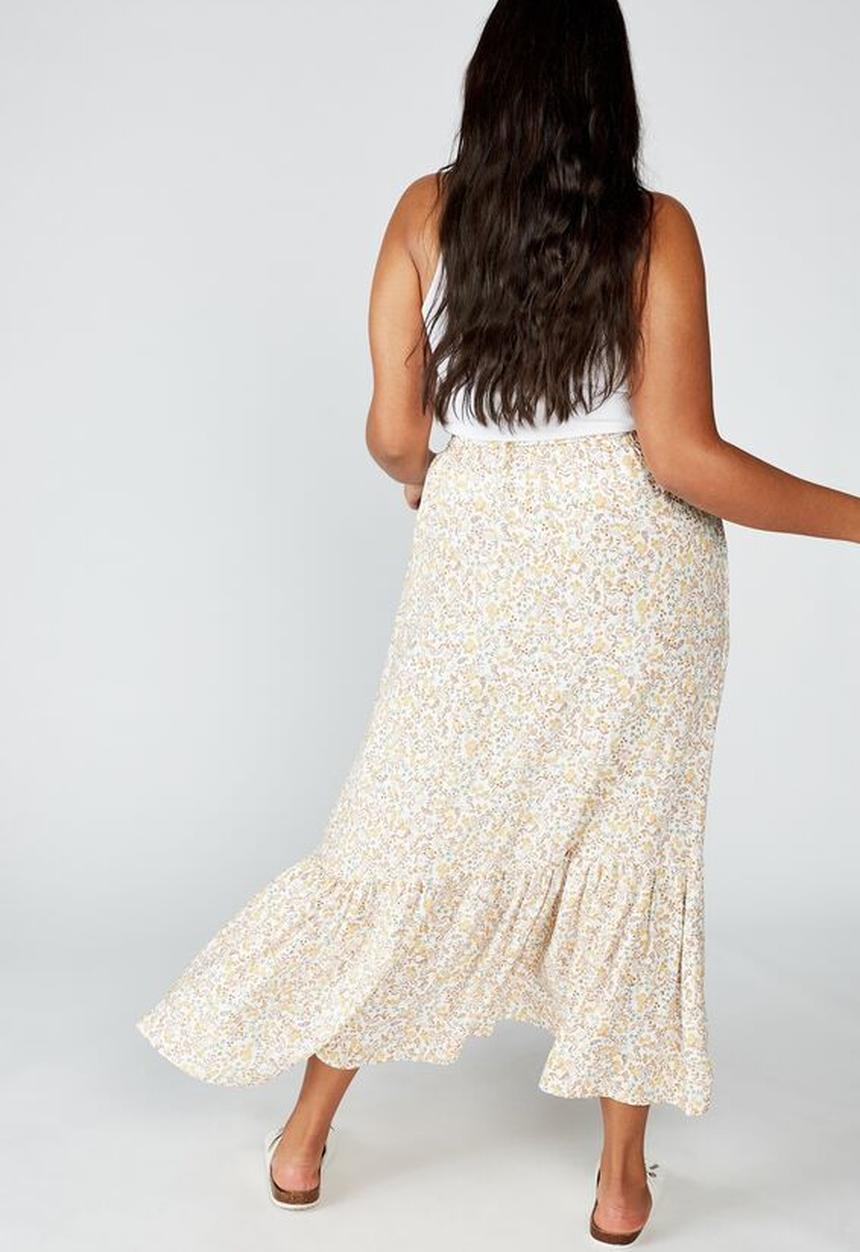 Cotton On - Curve gypsy tiered maxi skirt bobby floral paisley - multi