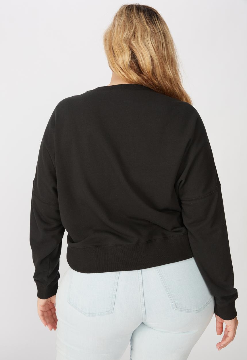 Cotton On - Curve Hayley seam detail boxy crew - washed black