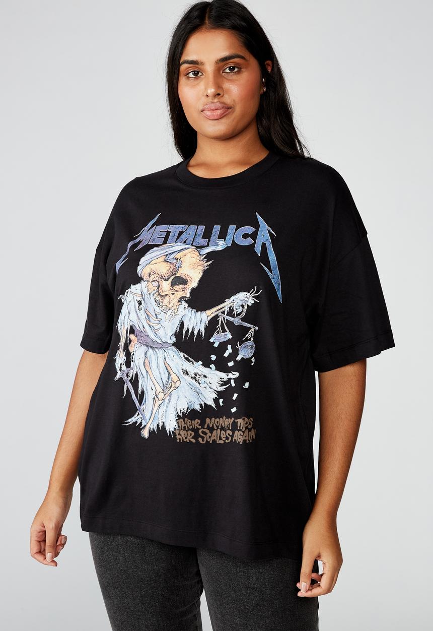 Cotton On - Curve oversized graphic license tee pro metallica money scale - black