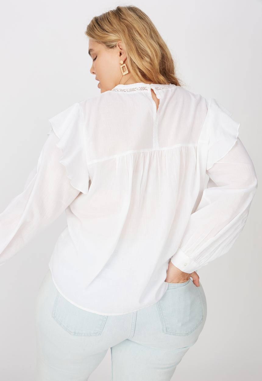 Cotton On - Curve smock lace blouse - white