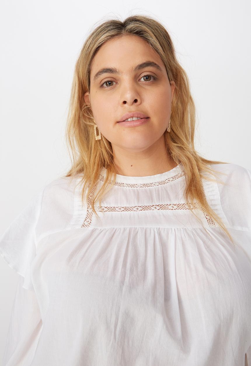 Cotton On - Curve smock lace blouse - white