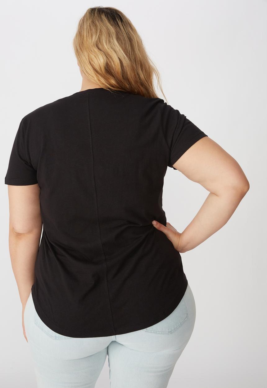 Cotton On - Curve the one scoop tee - black