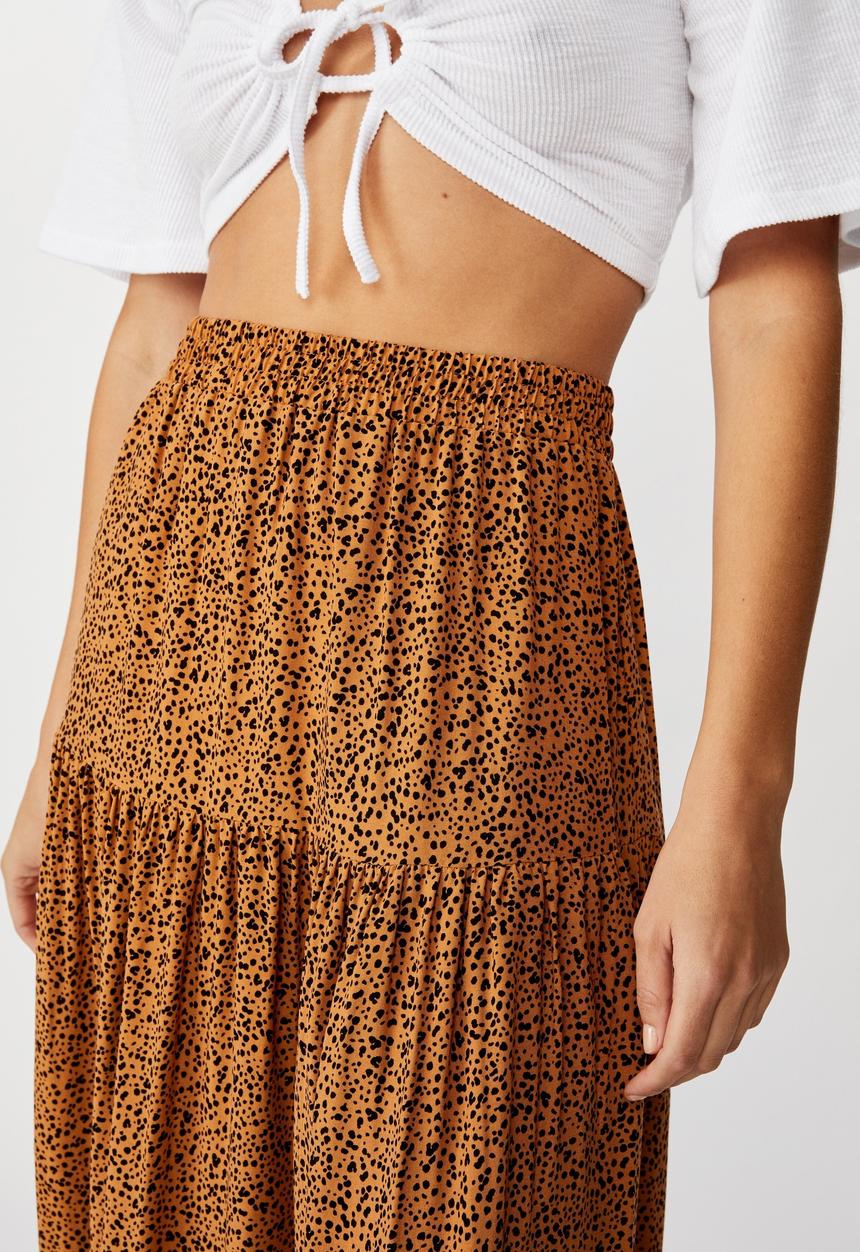 Cotton On - Jasmine maxi skirt natalie spot - brown & black