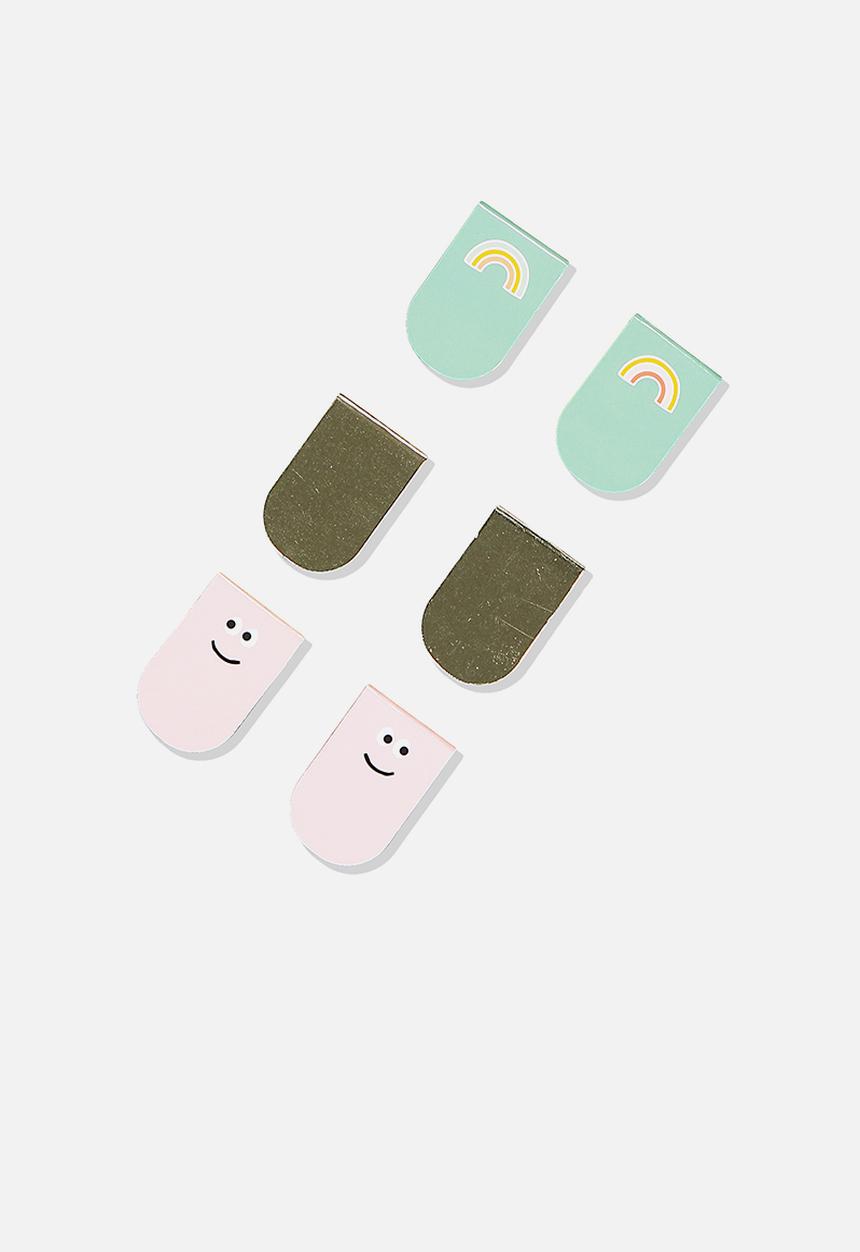 Typo - 6 pack magnetic bookmark - faces & rainbows