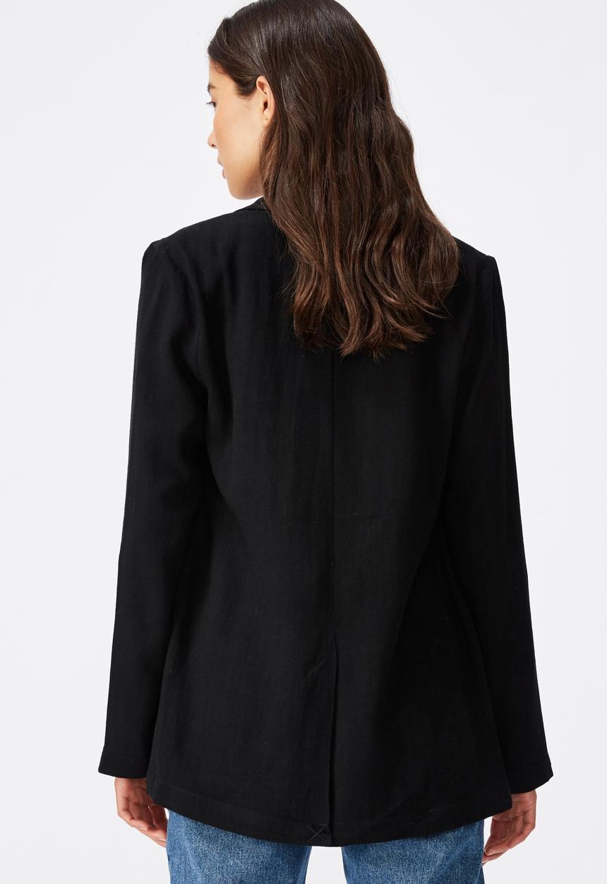 Cotton On - All day textured blazer - black
