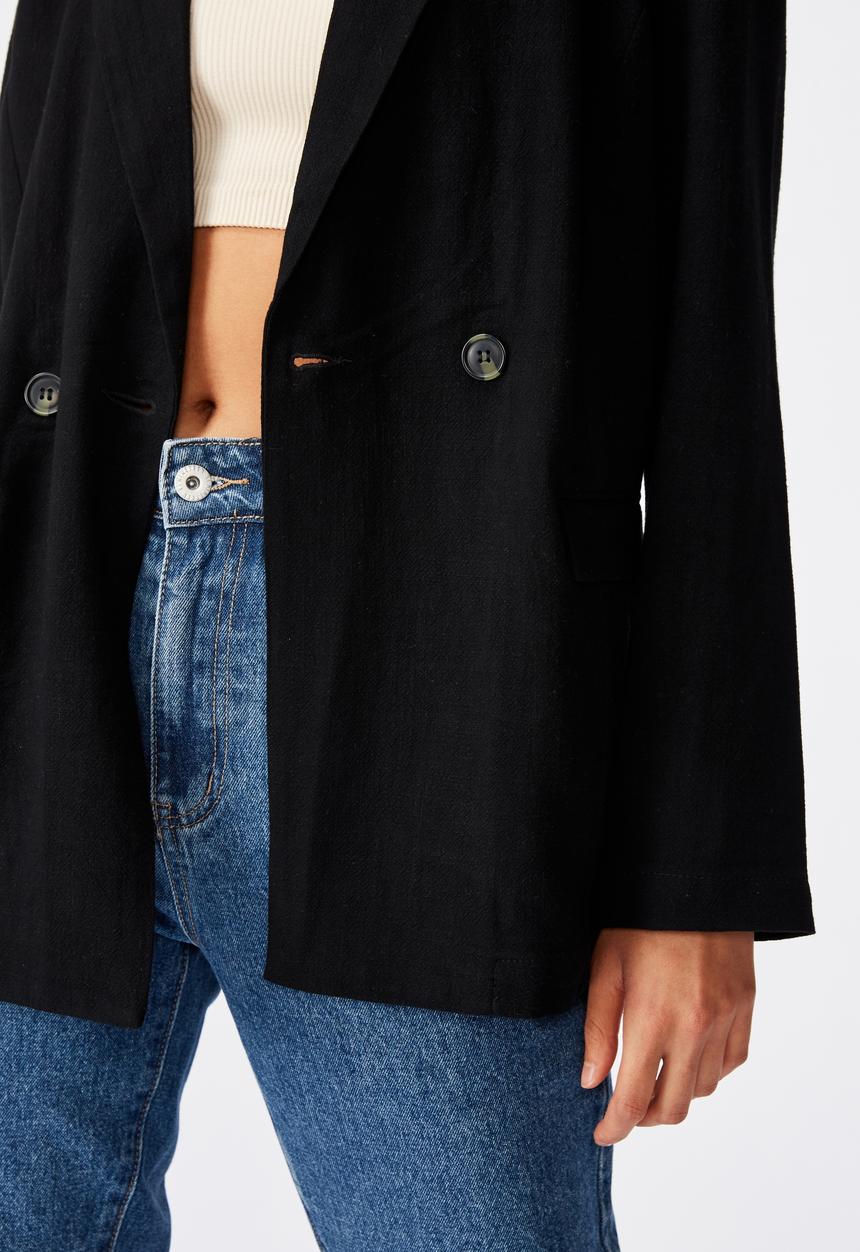 Cotton On - All day textured blazer - black