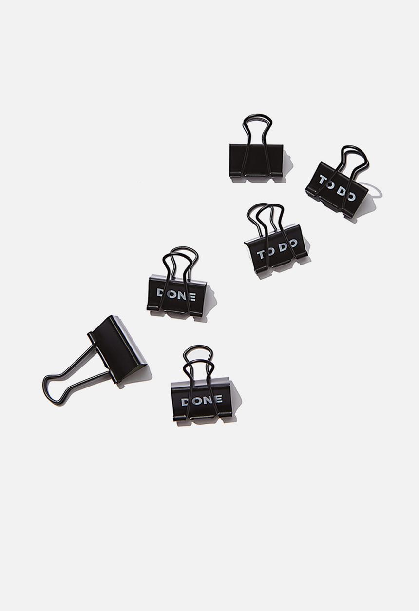 Typo - Bulldog clip 6 pack - black to do
