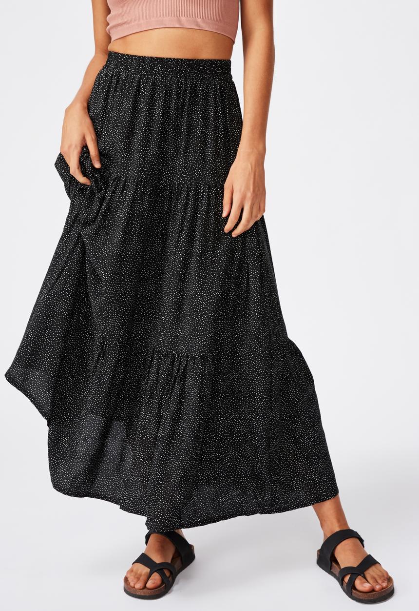 Cotton On - Jasmine maxi skirt rosie spot - black
