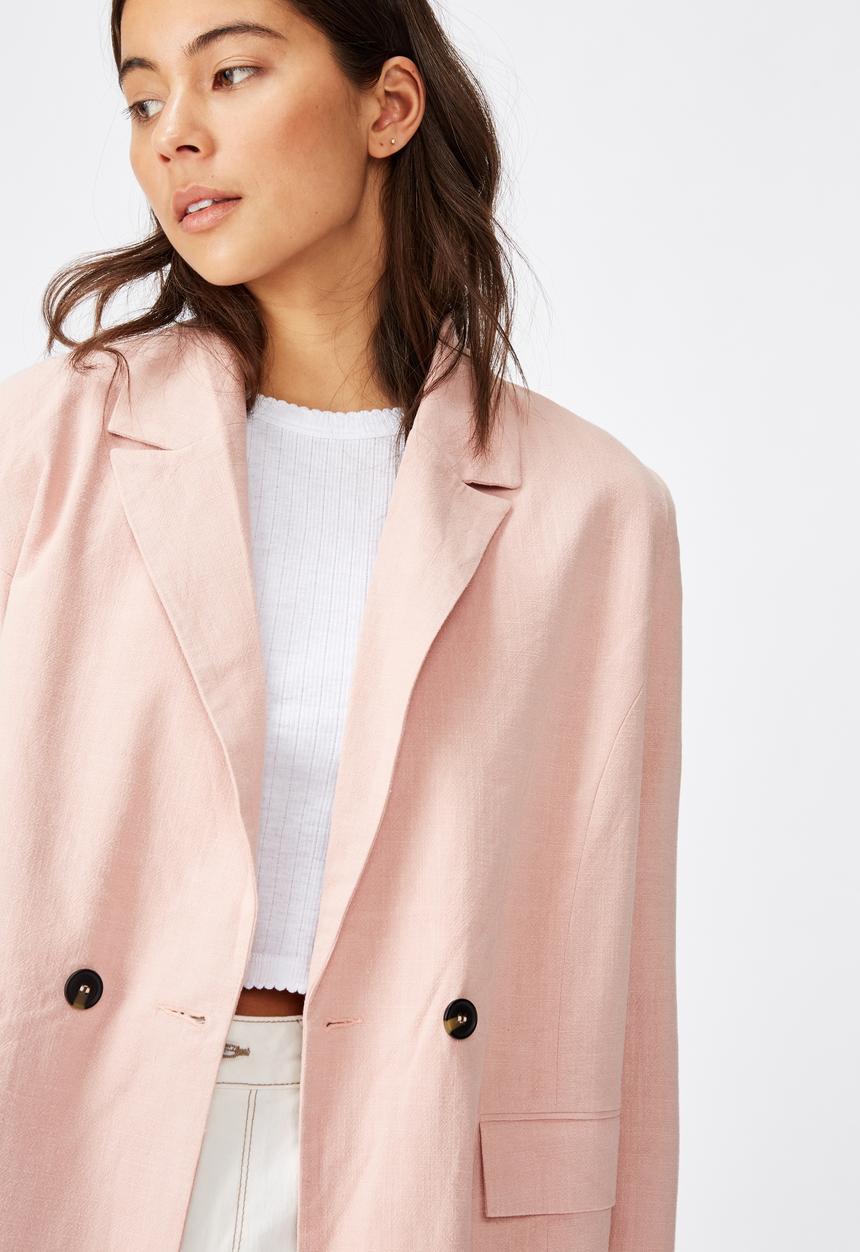 Cotton On - All day textured blazer - pink 