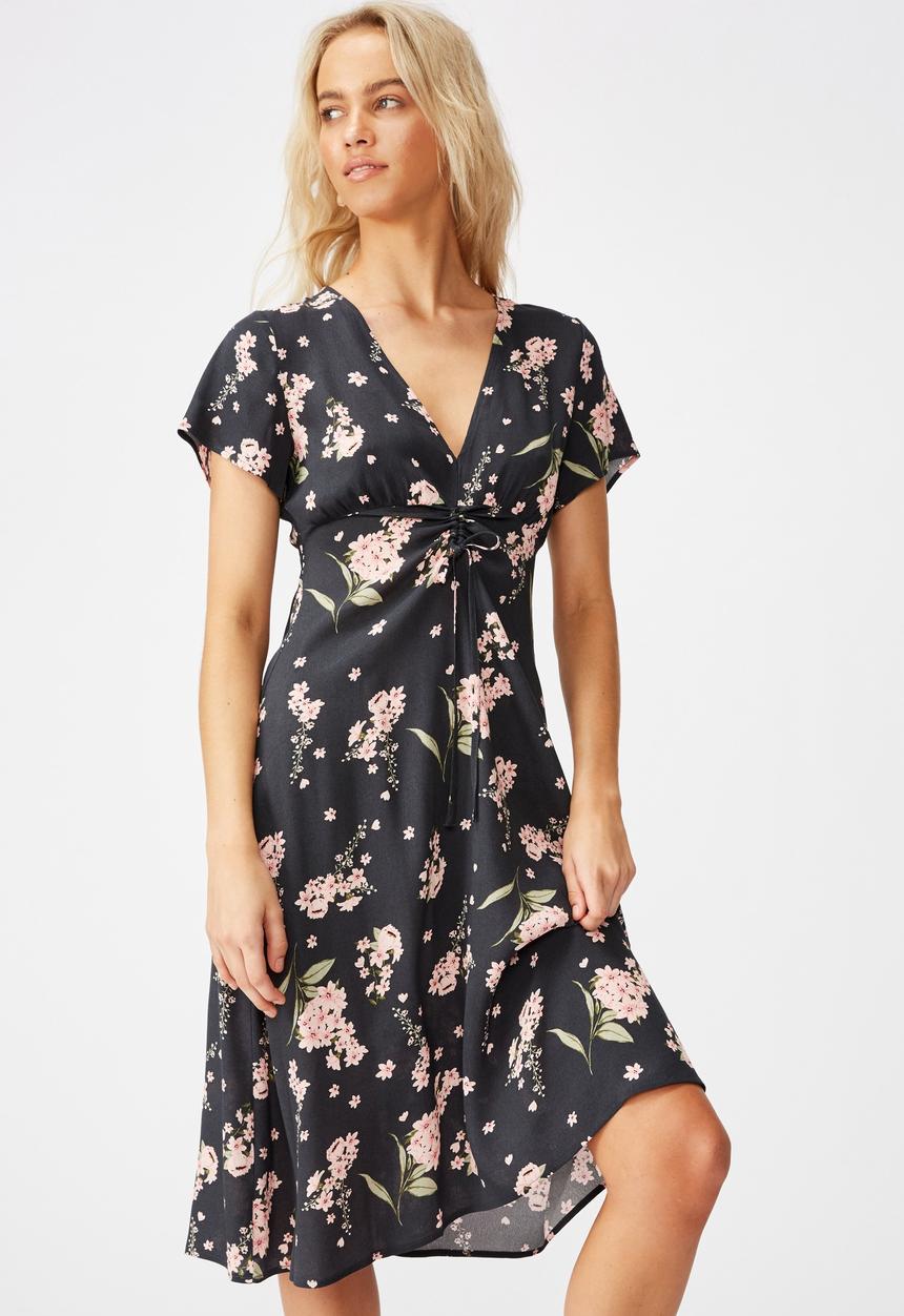 Cotton On - Woven issa gathered front midi dress naomi floral - multi 