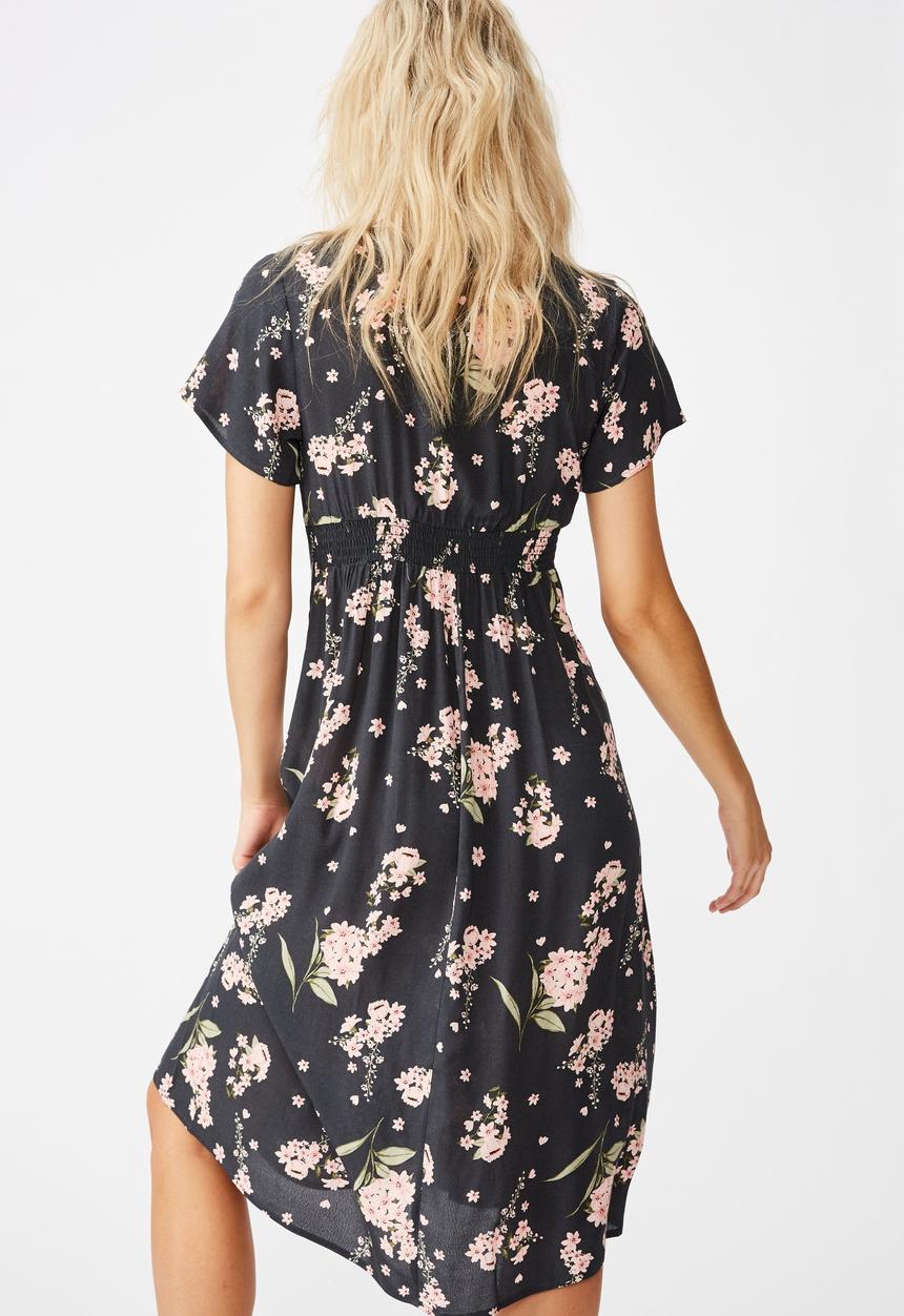 Cotton On - Woven issa gathered front midi dress naomi floral - multi 