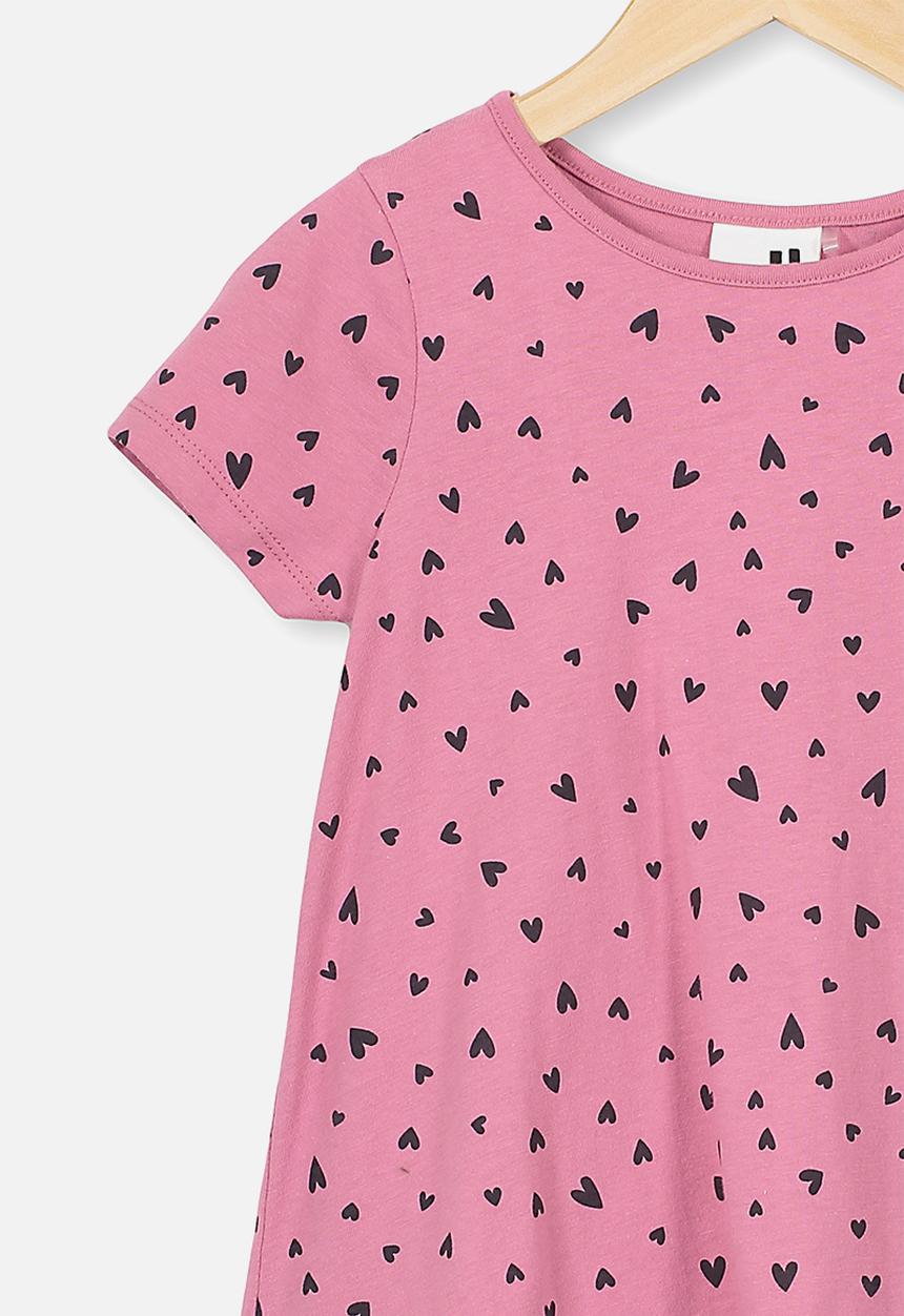 Cotton On - Joss short sleeve dress - pink & black 