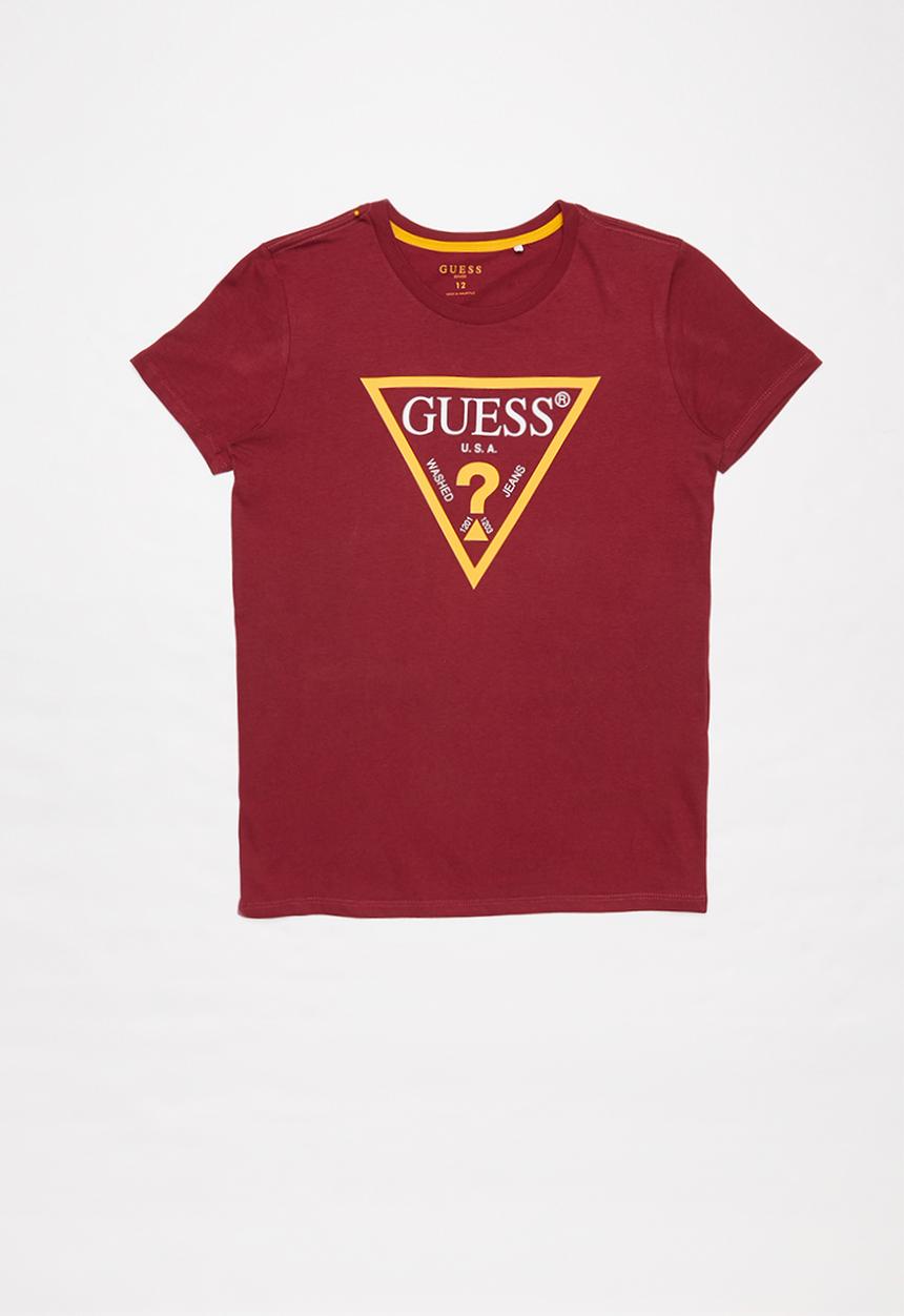 GUESS - Short sleeve guess triangle tee - burgundy 