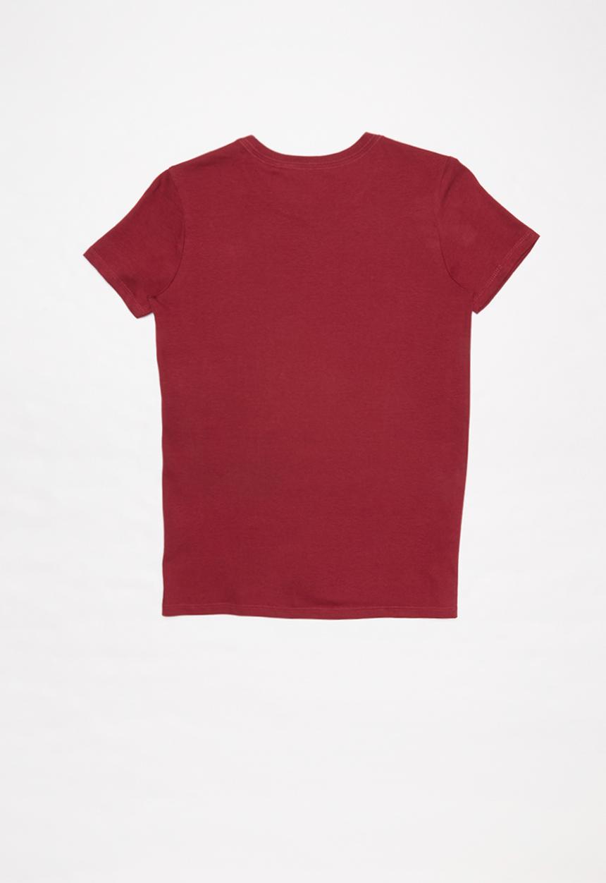 GUESS - Short sleeve guess triangle tee - burgundy 