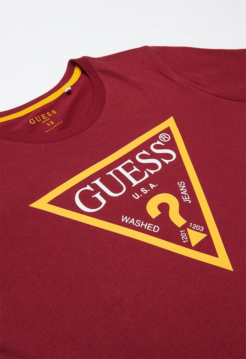 GUESS - Short sleeve guess triangle tee - burgundy 