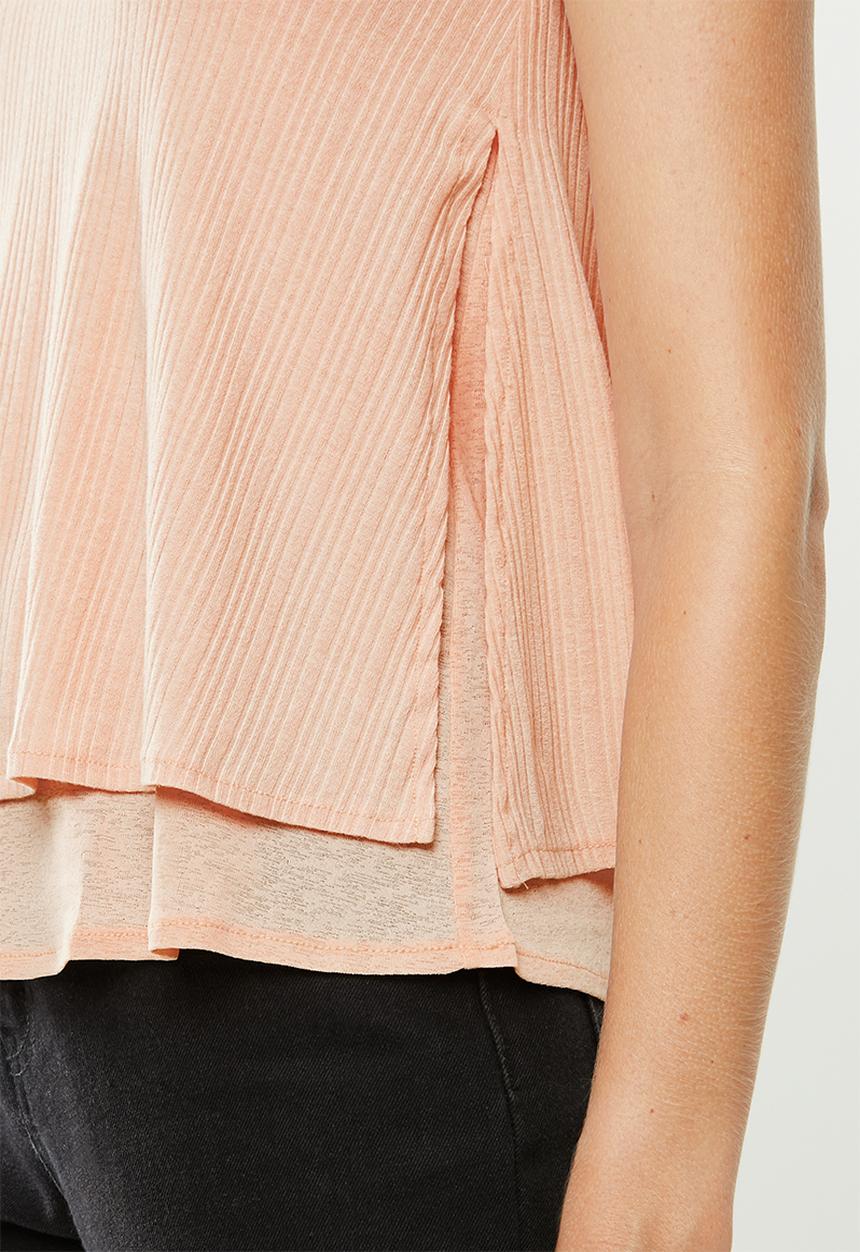 MANGO - Ribbed strap T-shirt - pink 