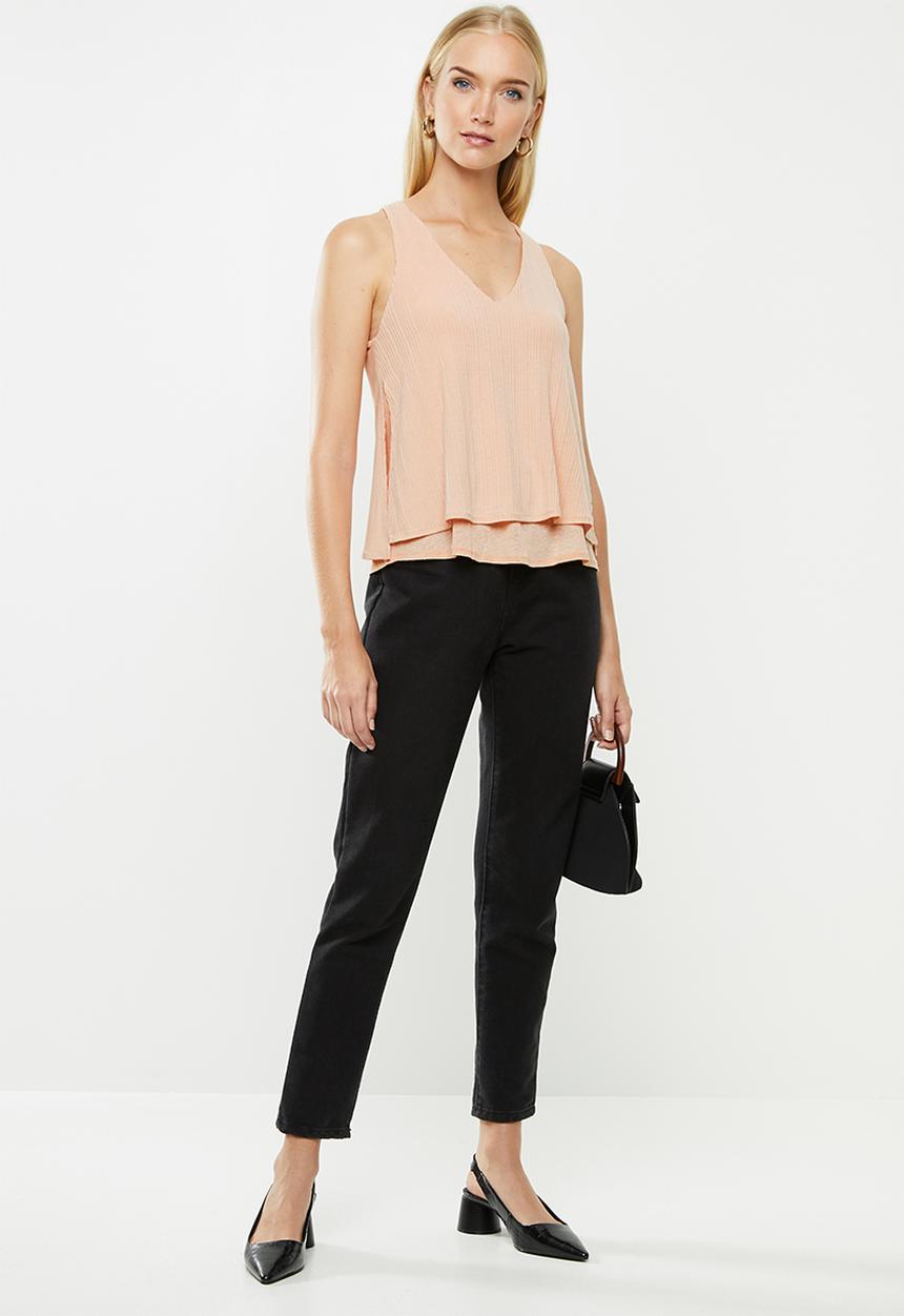 MANGO - Ribbed strap T-shirt - pink 