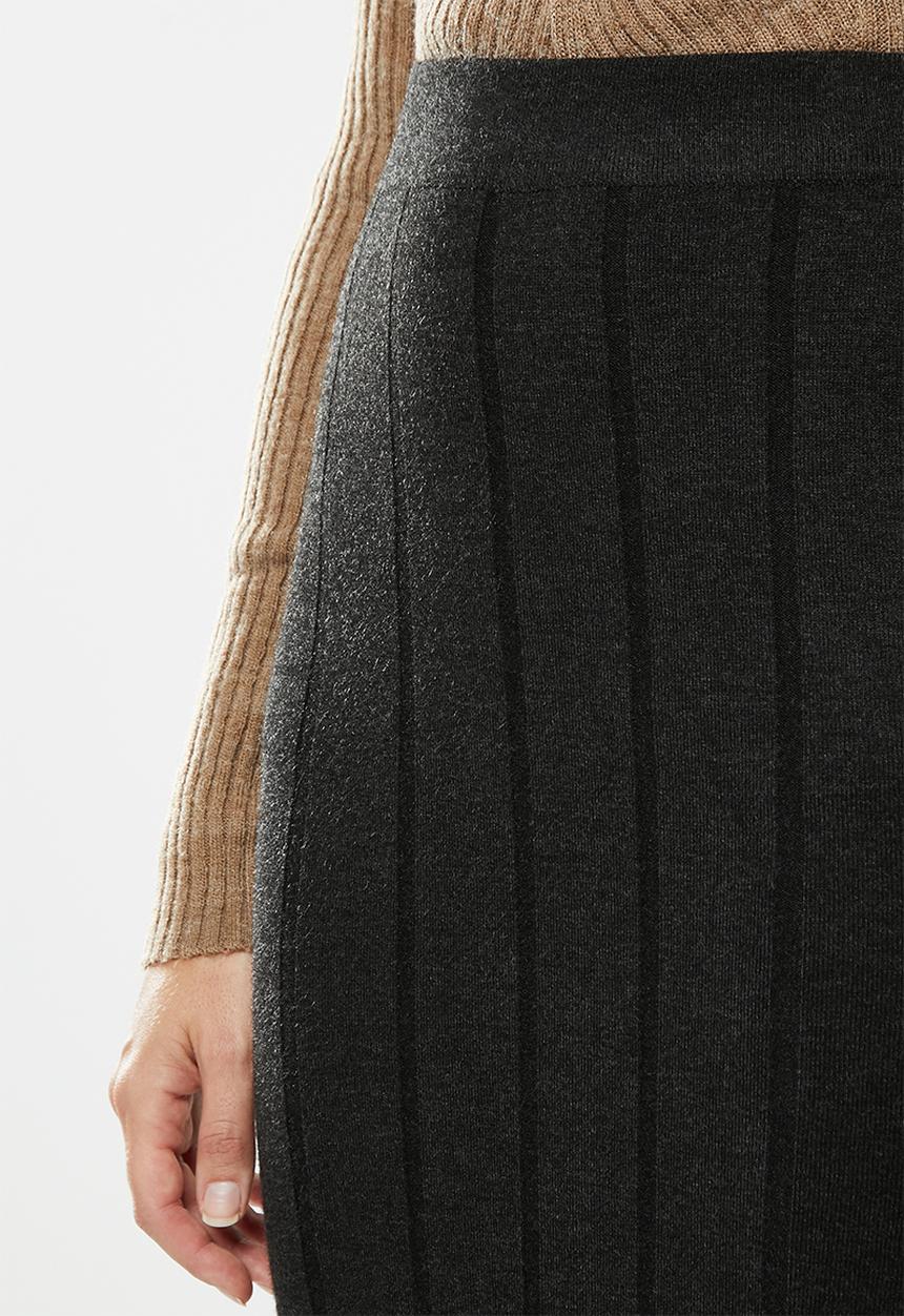 MANGO - Midi knit skirt - grey