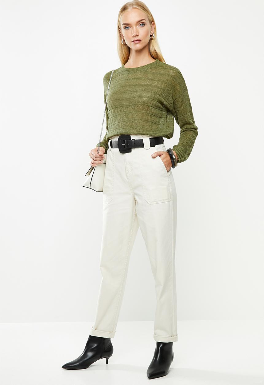 MANGO - Open knit jersey - khaki