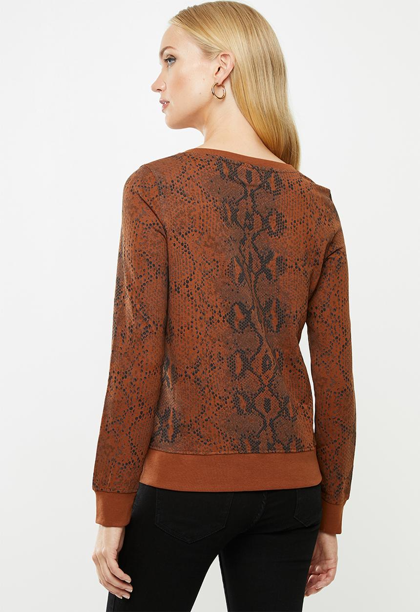ONLY - Isla o-neck jersey - rust & black