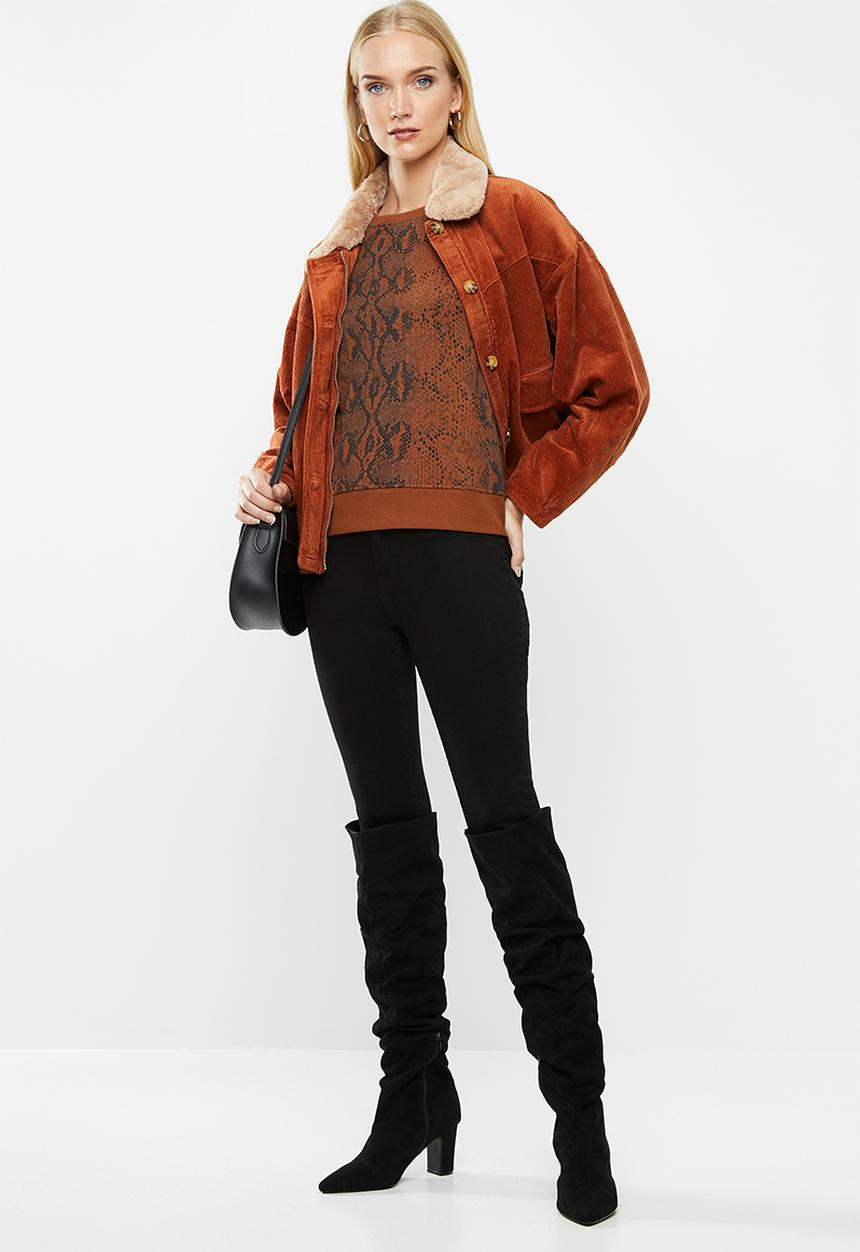 ONLY - Isla o-neck jersey - rust & black