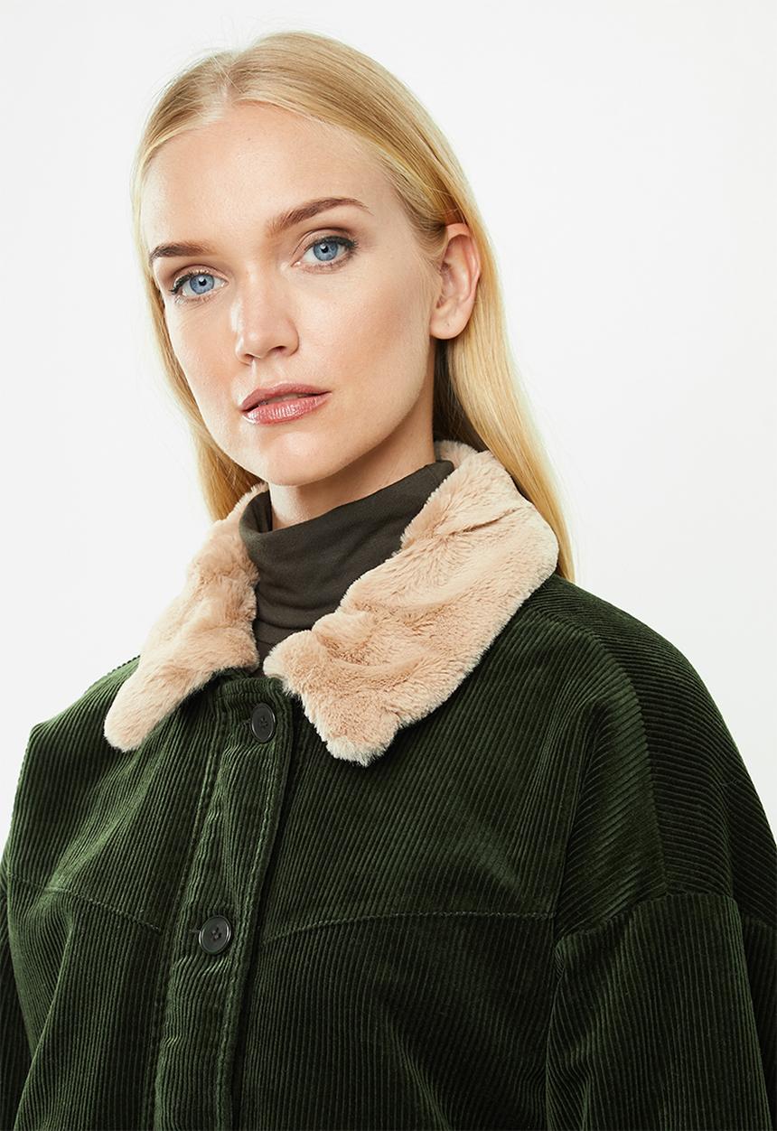 ONLY - Bitten cord button jacket - forest green 