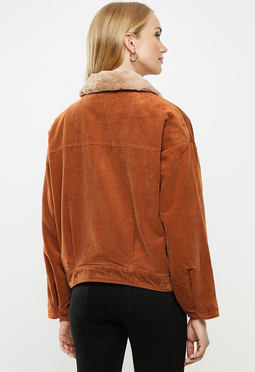 ONLY - Bitten cord button jacket - brown 