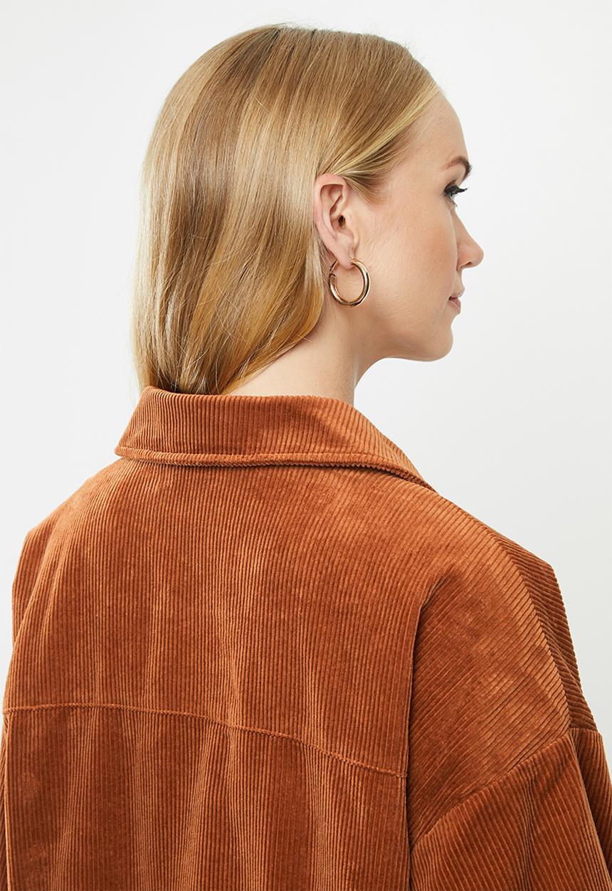 ONLY - Bitten cord button jacket - brown 