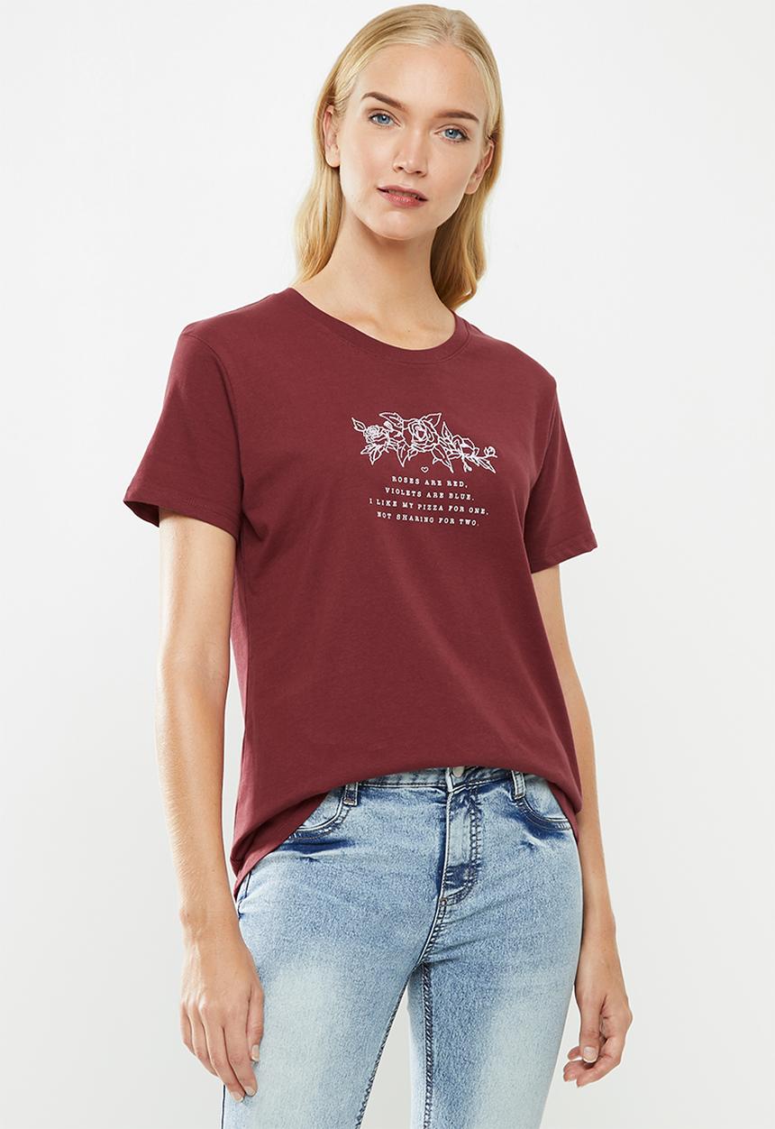 Cotton On - Tbar fox graphic tee - burgundy 