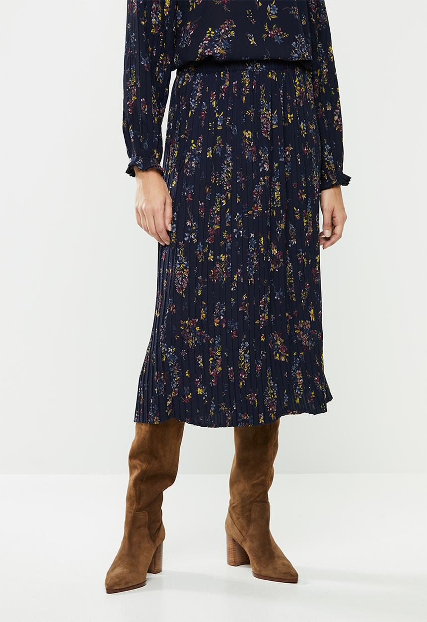 ONLY - Faith midi plisse skirt - navy
