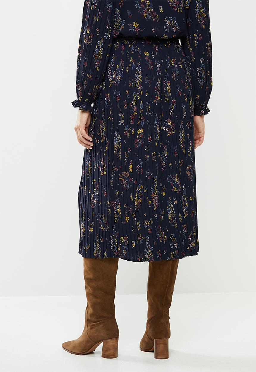 ONLY - Faith midi plisse skirt - navy