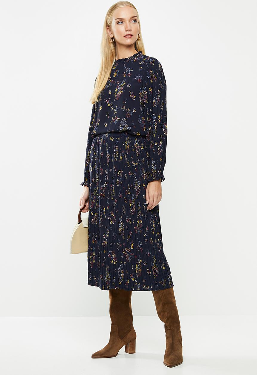 ONLY - Faith midi plisse skirt - navy