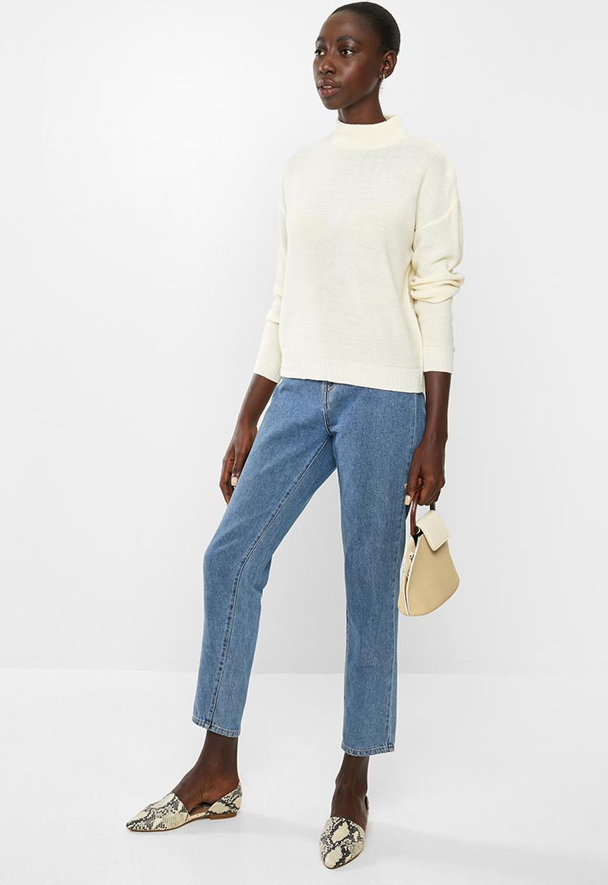 Brave Soul - Boxy high neck jumper - cream