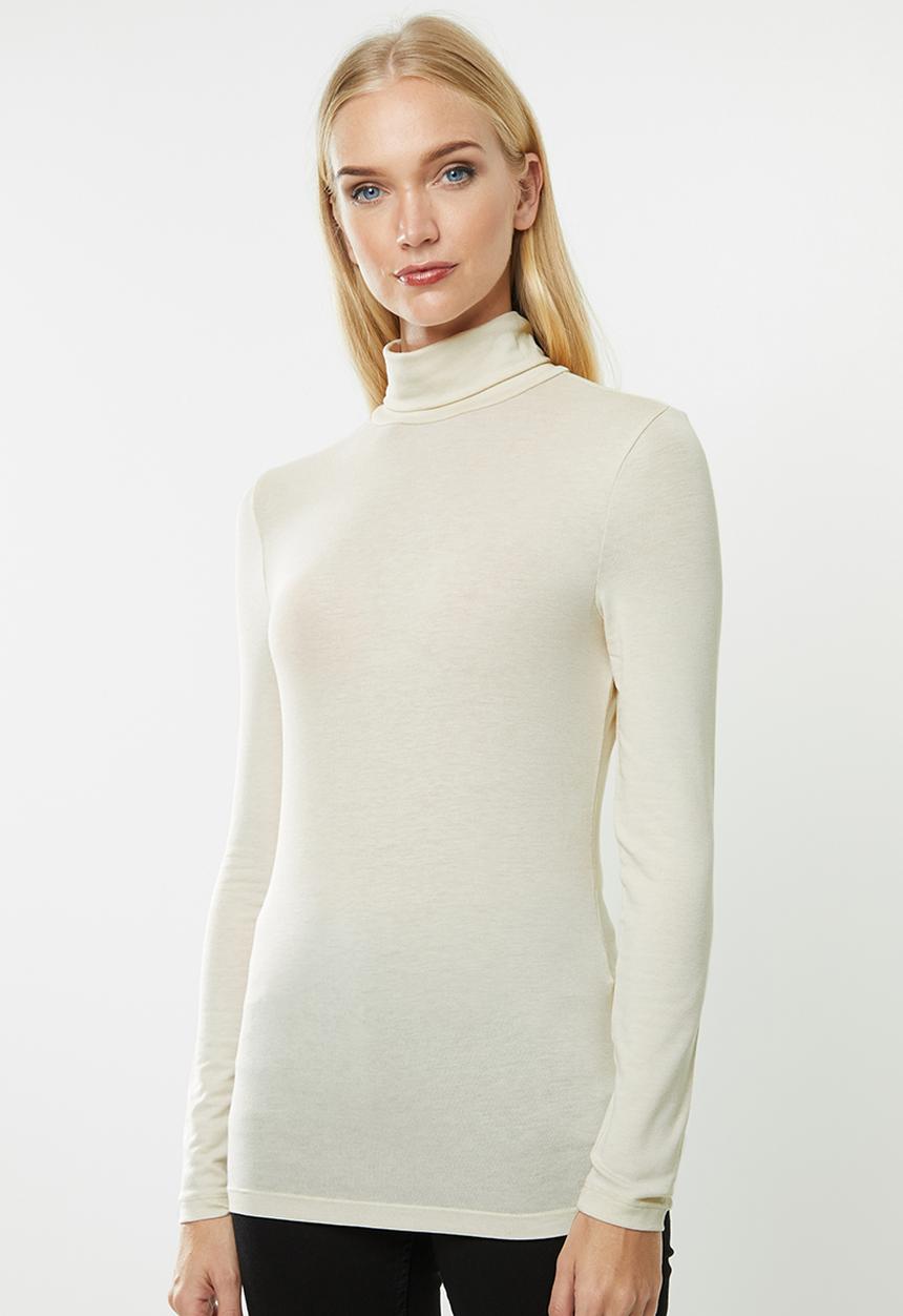 Vero Moda - Carla long sleeve highneck top - birch
