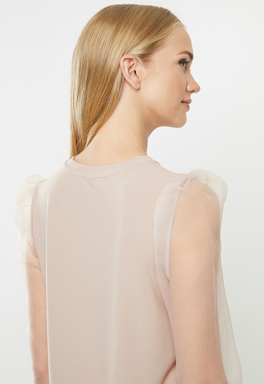 Vero Moda - Alberta long sleeve puff top - neutral 