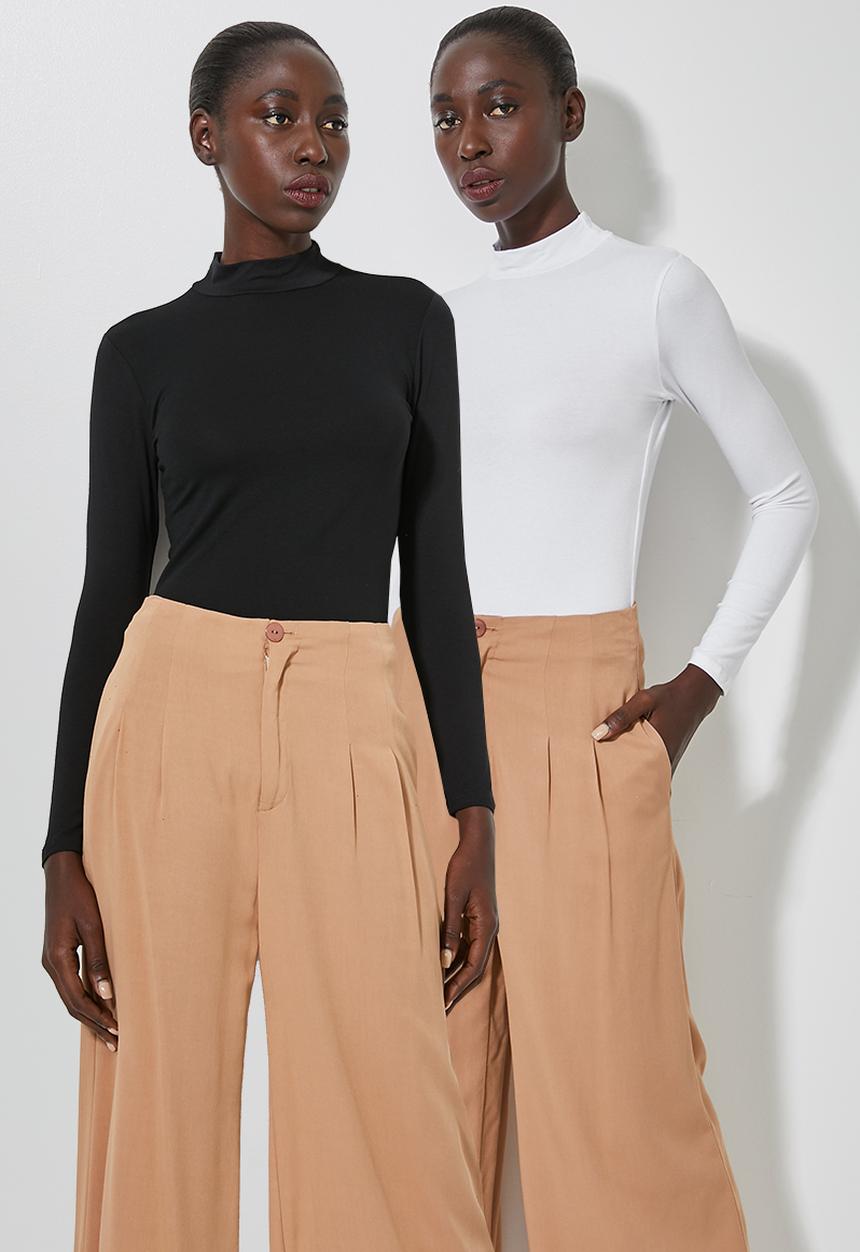 Superbalist - 2 pack funnel neck fitted tee - black & white