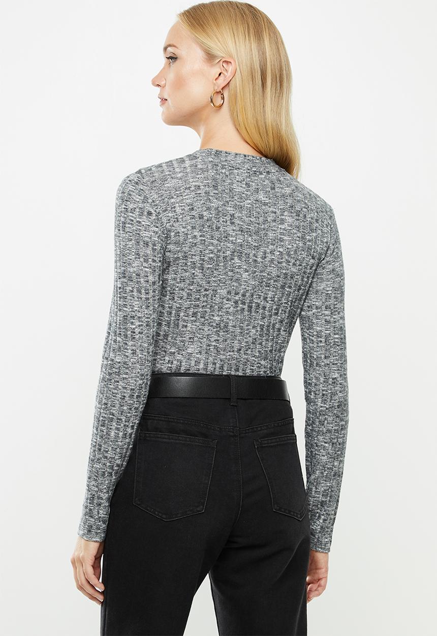 Jacqueline de Yong - Melissa long sleeve top - grey